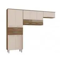 Cozinha Compacta Poliman Mel 8 Portas - 2 Gavetas Carvalho e Off White em oferta na Magazine Luiza
