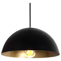 Pendente Luminária Ônix Meia esfera Alumínio 30cm Preto e Dourado em oferta na Amazon